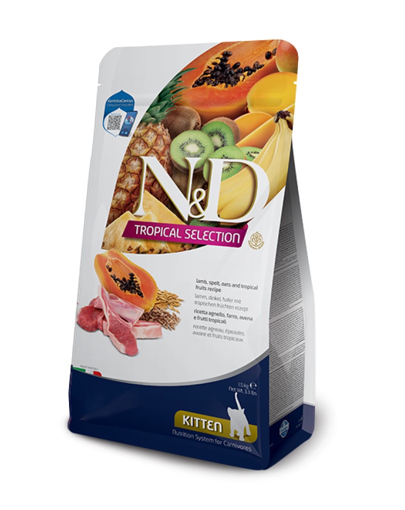 N&D Lamb, Spelt, Oats & Tropical Fruits Feline Kitten 1.5Kg